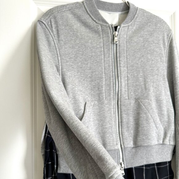 NWT Phillip Lim French Terry Double Layer Bomber Jacket in Gray Melange Size S - Picture 5 of 11
